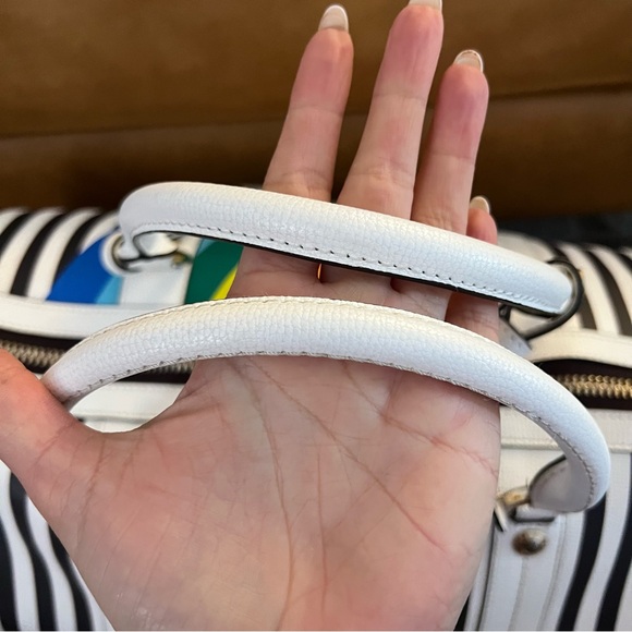 Henri Bendel Centennial Striped Rainbow Duffel Bag and Matching Strap - Picture 6 of 8